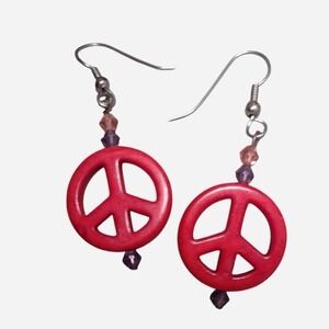 Peace sign‎ earrings dangle